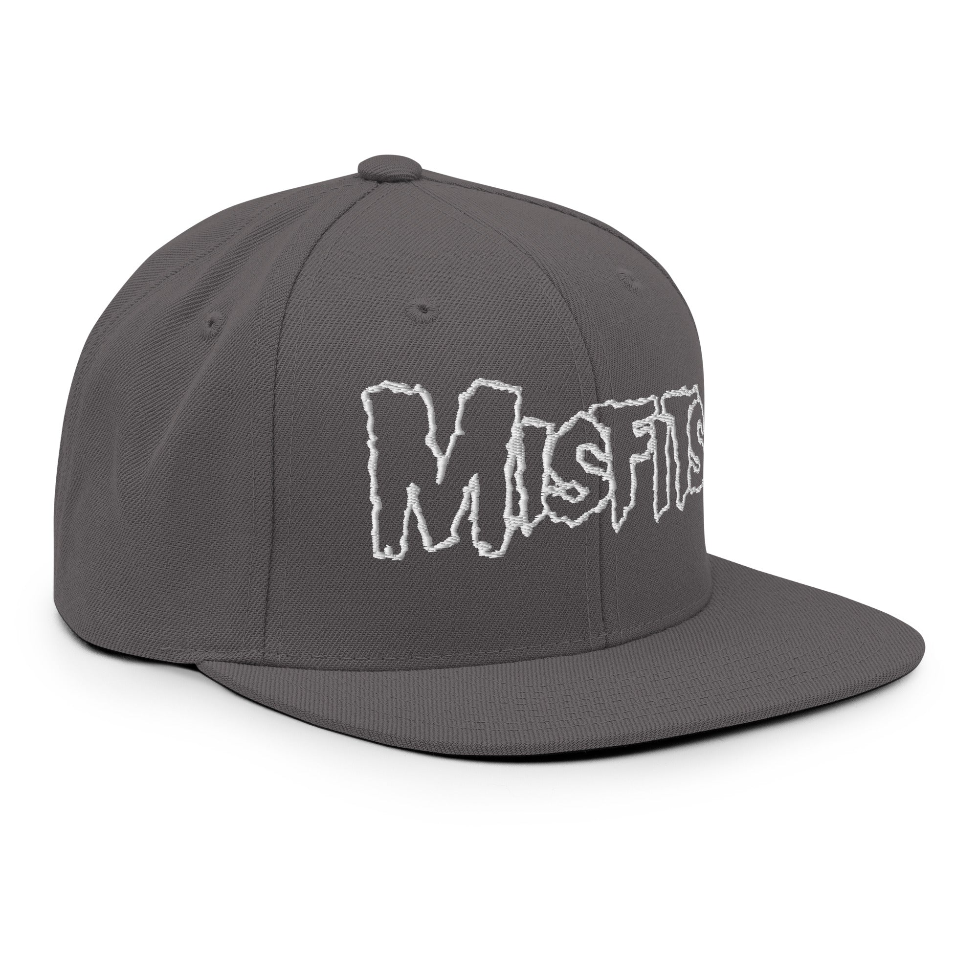 Merch Moment Misfits - White on Gray Snapback HD Embroidered Hat