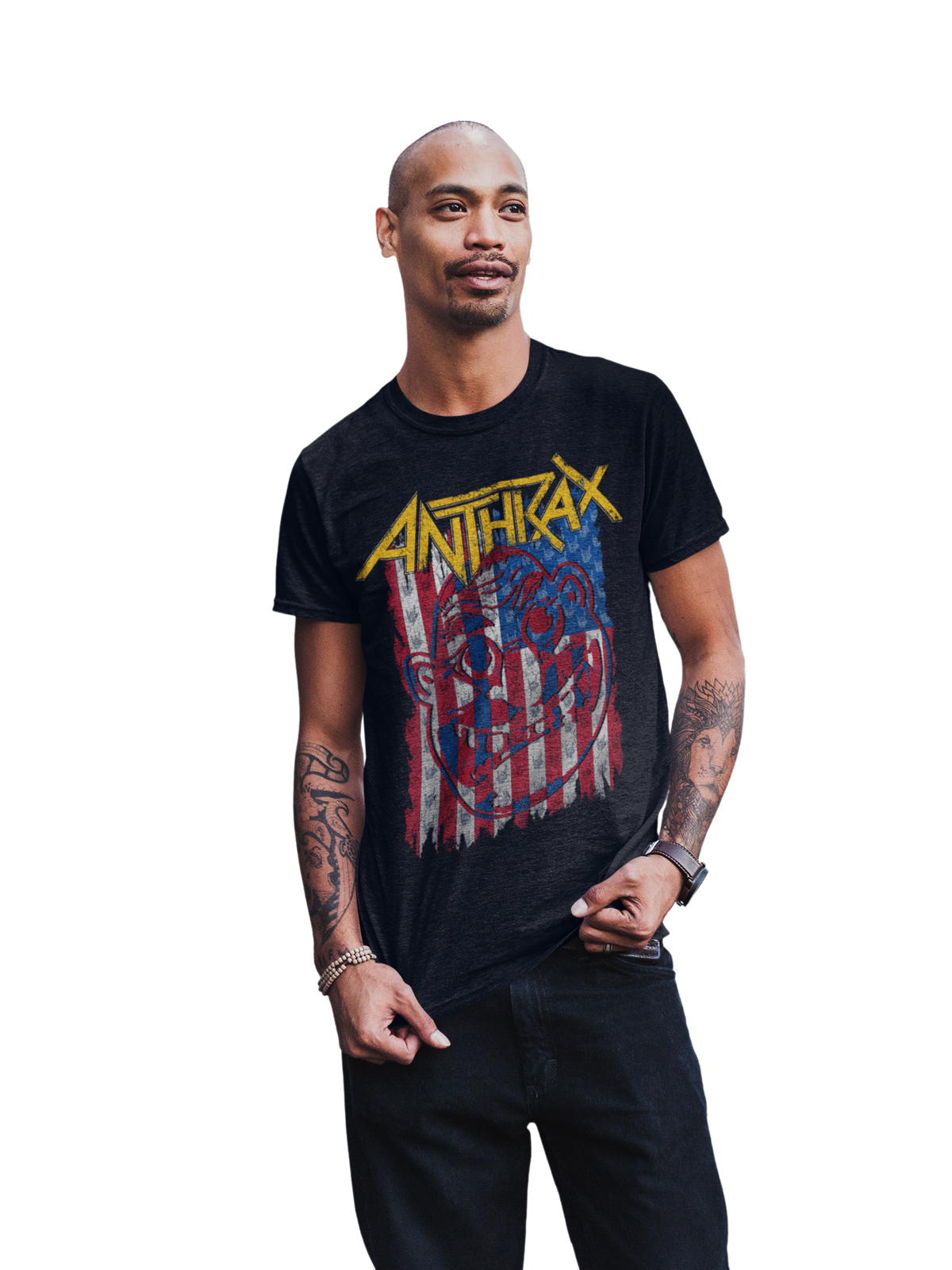MerchMoment Anthrax - American Flag T-Shirt Black