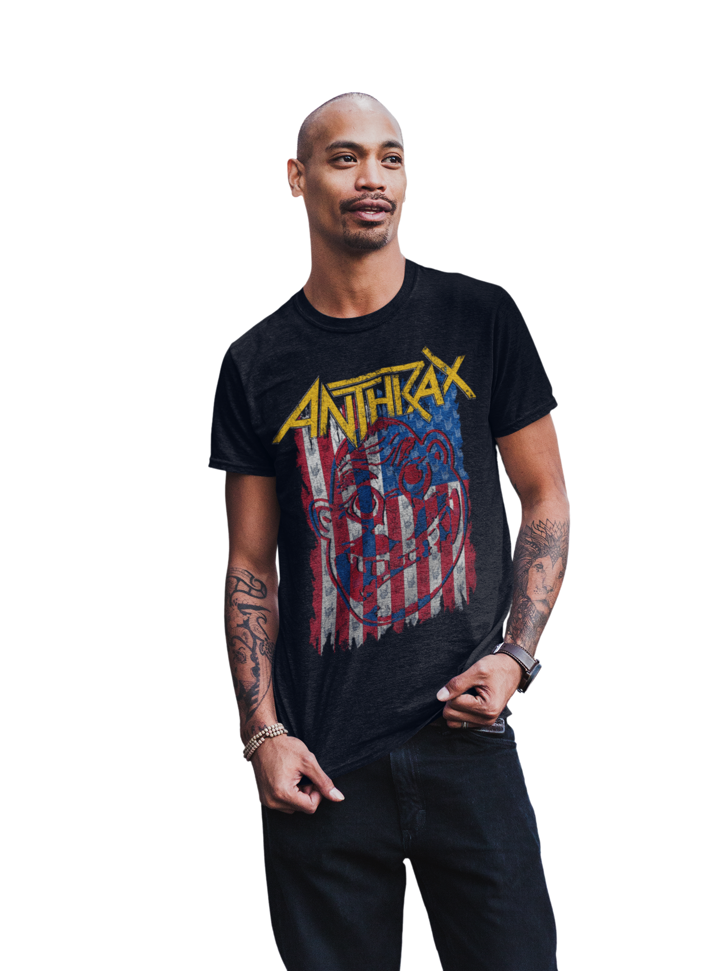 MerchMoment Anthrax - American Flag T-Shirt Black
