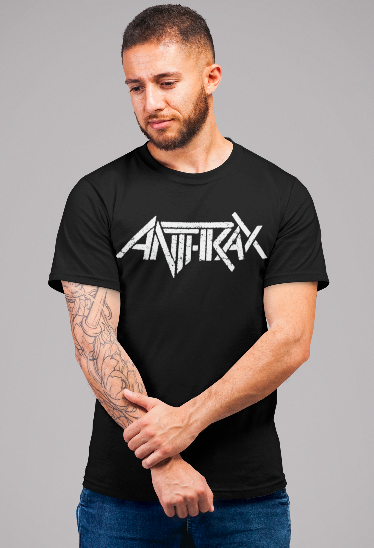 MerchMoment Anthrax - Classic White Logo T-Shirt Black
