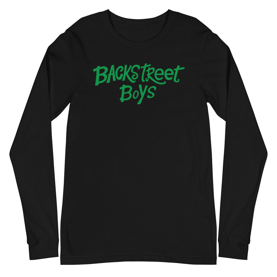 MerchMoment Backstreet Boys - Green Logo Long Sleeve T-Shirt Black