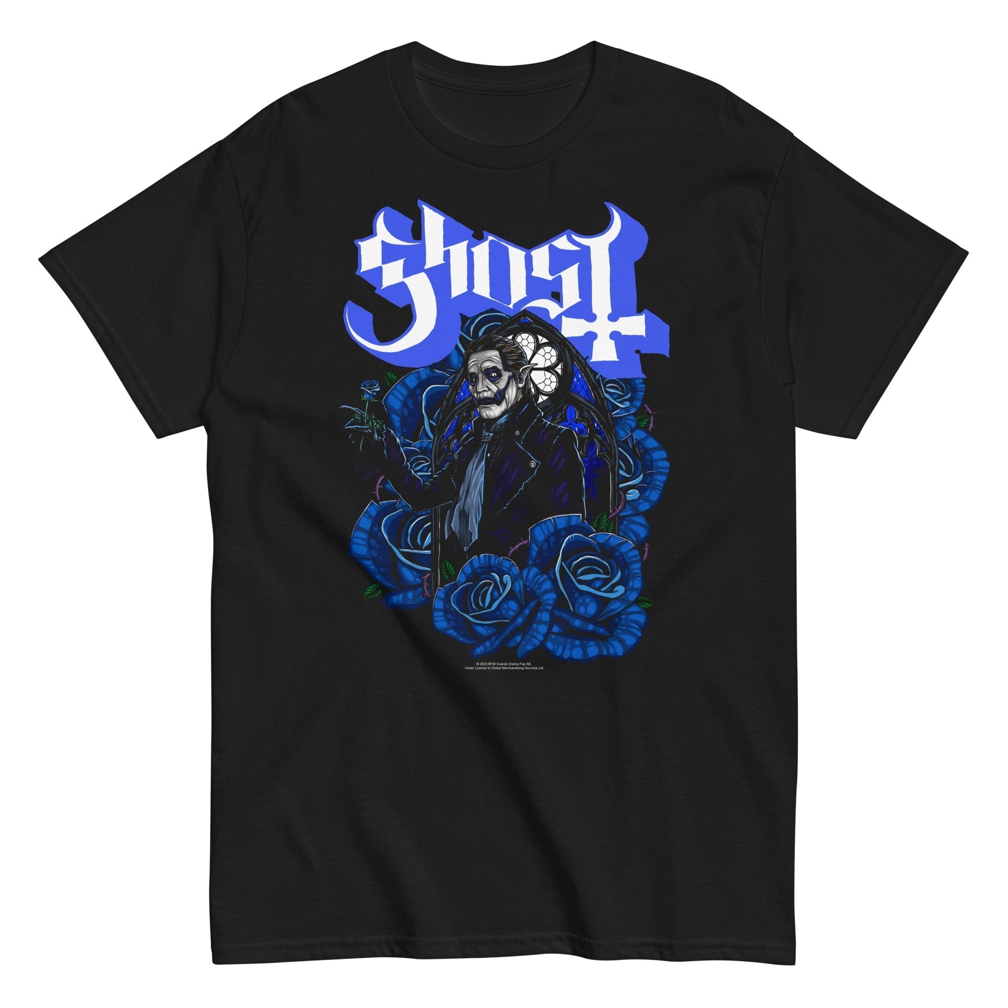 MerchMoment Ghost - Blue Roses T-Shirt Black