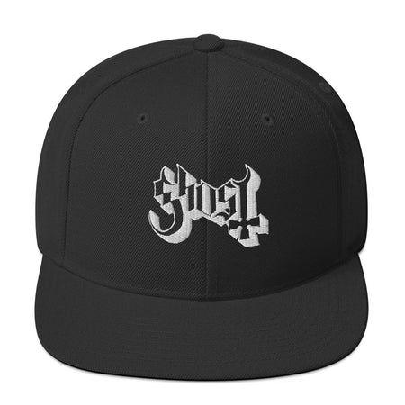 MerchMoment Ghost Classic Logo White Embroidered Snap Back Hat