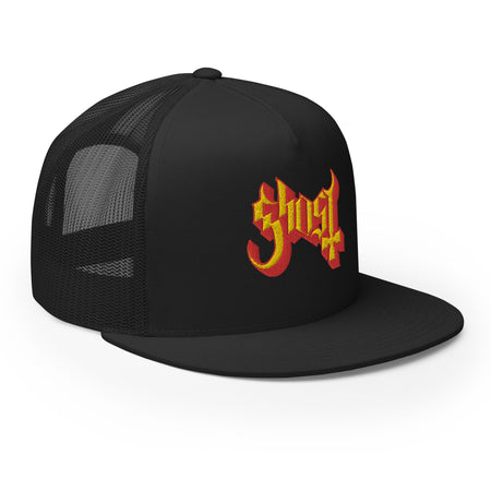 MerchMoment Ghost Embroidered Logo Trucker Hat