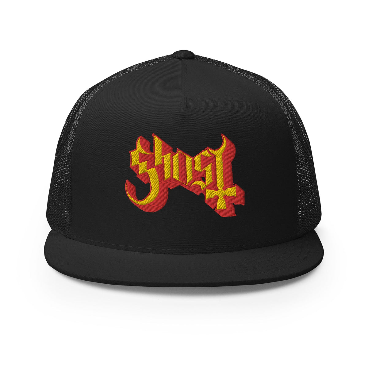MerchMoment Ghost Embroidered Logo Trucker Hat
