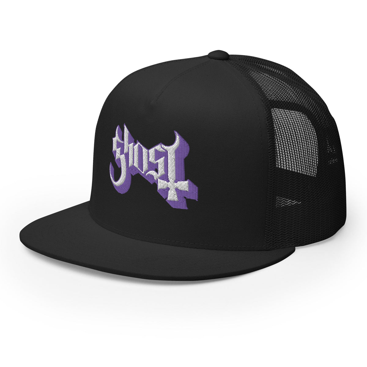 MerchMoment Ghost Purple Logo Embroidered Trucker Hat
