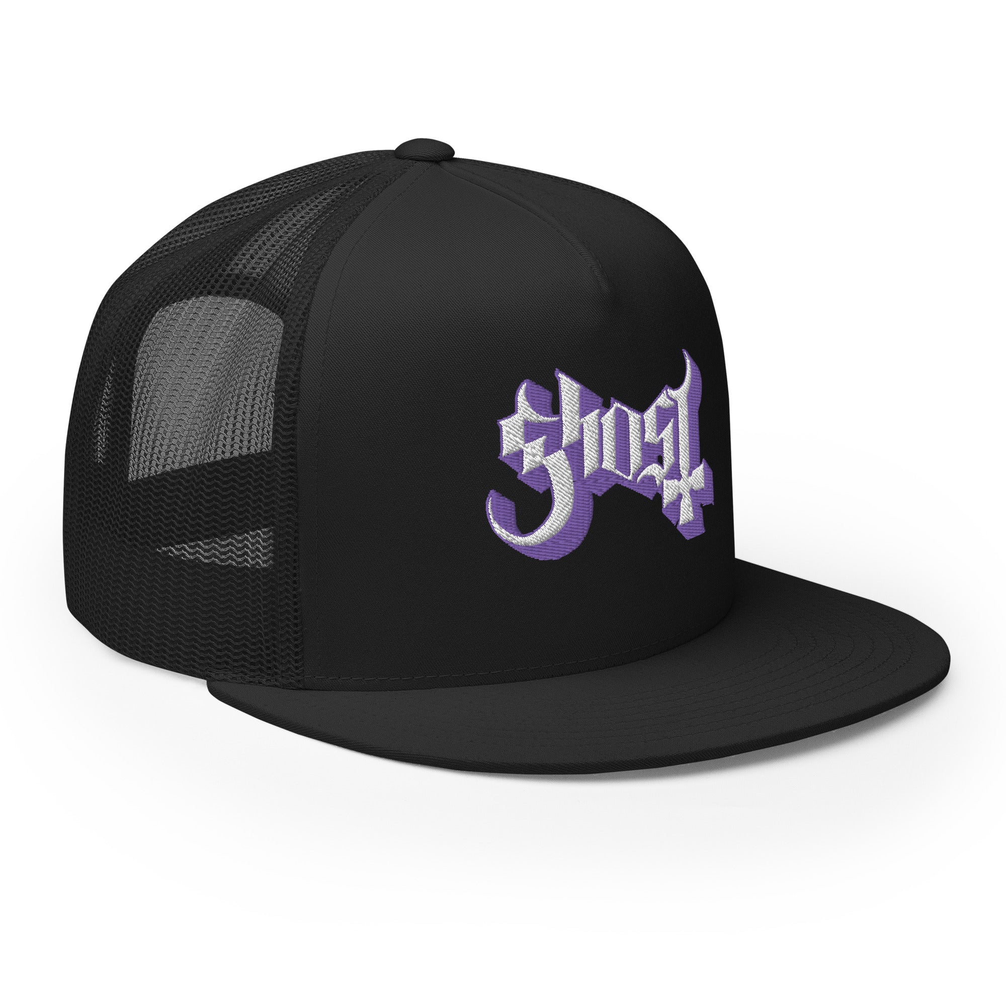 MerchMoment Ghost Purple Logo Embroidered Trucker Hat