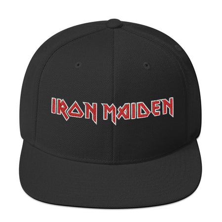 MerchMoment Iron Maiden Classic Logo Black Embroidered Snap Back Hat