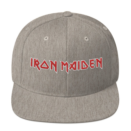 MerchMoment Iron Maiden Classic Logo Grey Embroidered Snap Back Hat