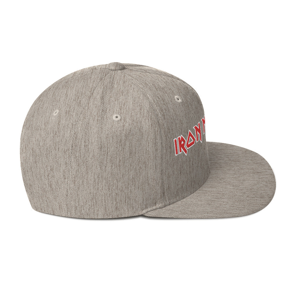 MerchMoment Iron Maiden Classic Logo Grey Embroidered Snap Back Hat