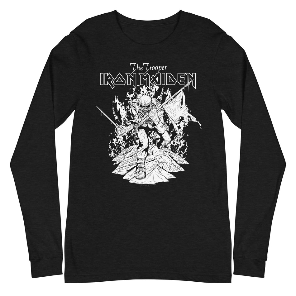 MerchMoment Iron Maiden - Trooper Black and White Long Sleeve T-Shirt Black