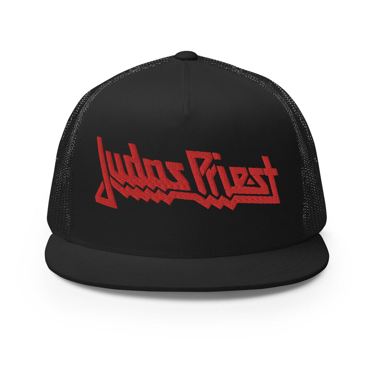 MerchMoment Judas Priest Electric Red Logo Embroidered Trucker Hat