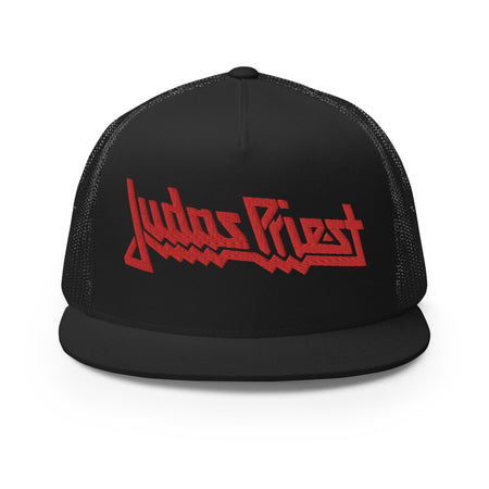 MerchMoment Judas Priest Electric Red Logo Embroidered Trucker Hat
