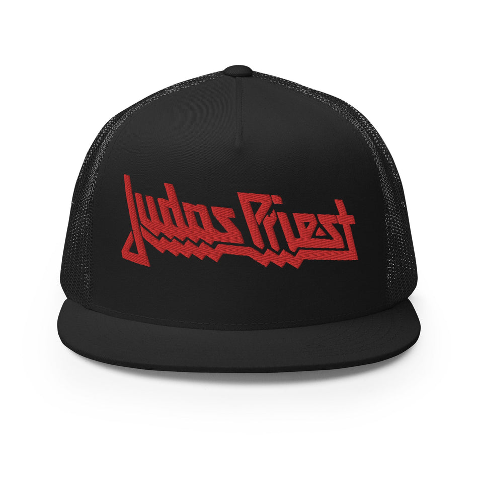 MerchMoment Judas Priest Electric Red Logo Embroidered Trucker Hat