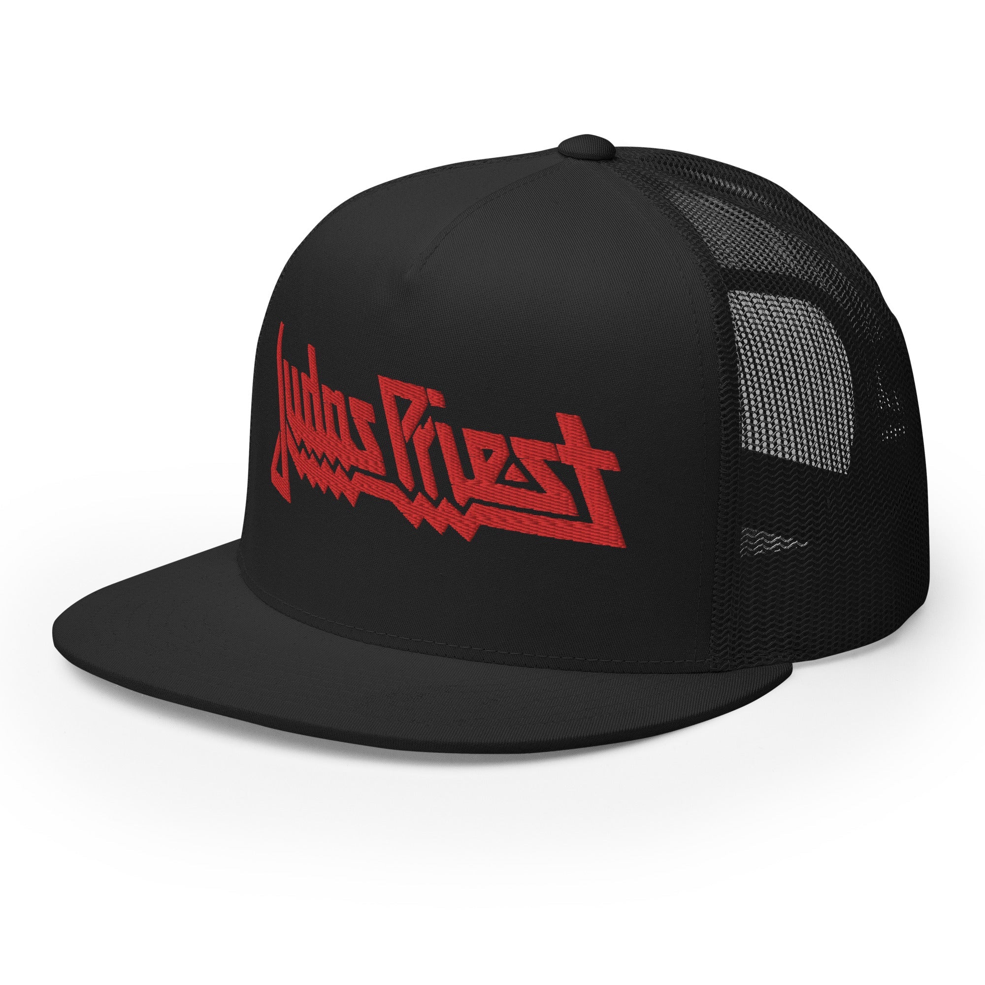 MerchMoment Judas Priest Electric Red Logo Embroidered Trucker Hat