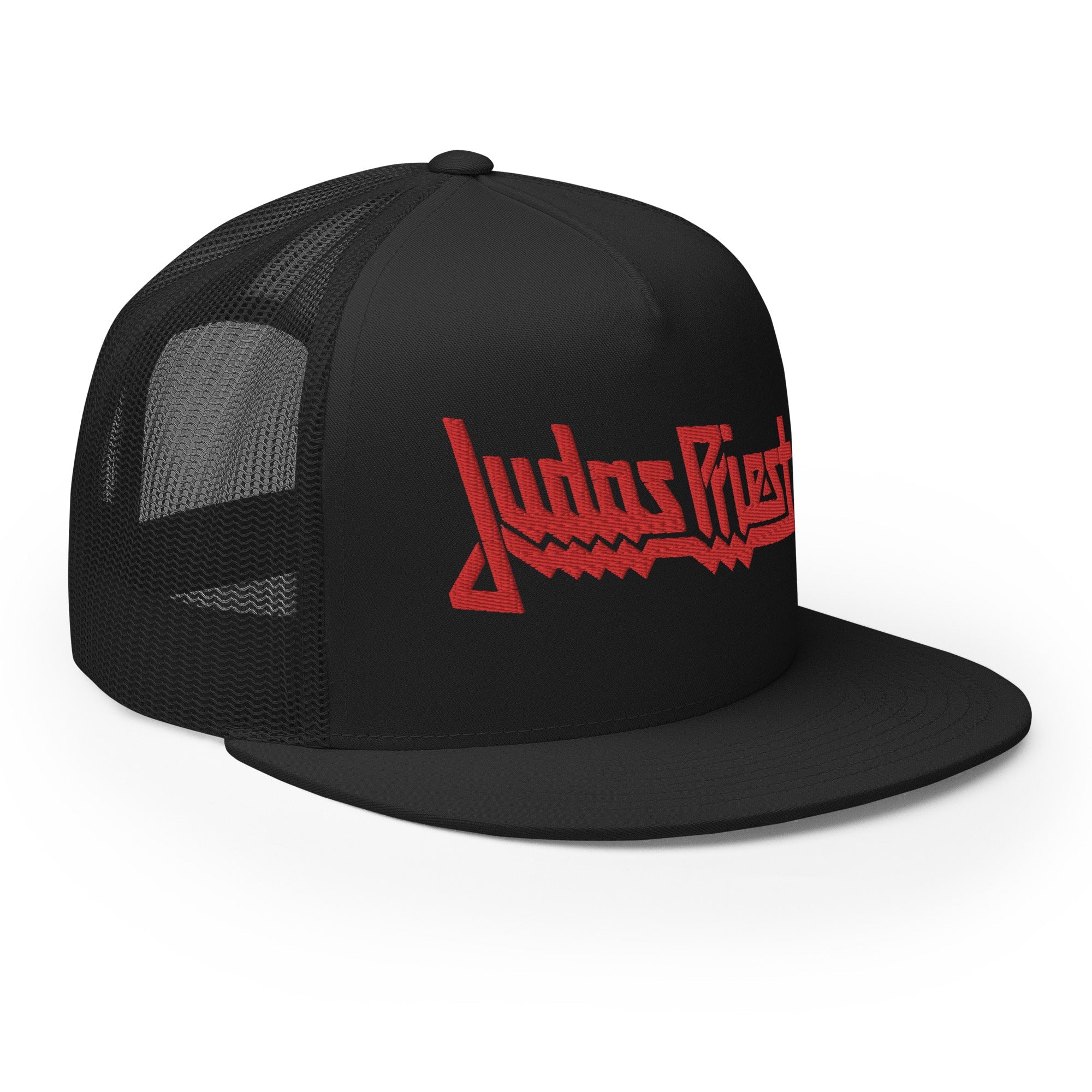MerchMoment Judas Priest Electric Red Logo Embroidered Trucker Hat