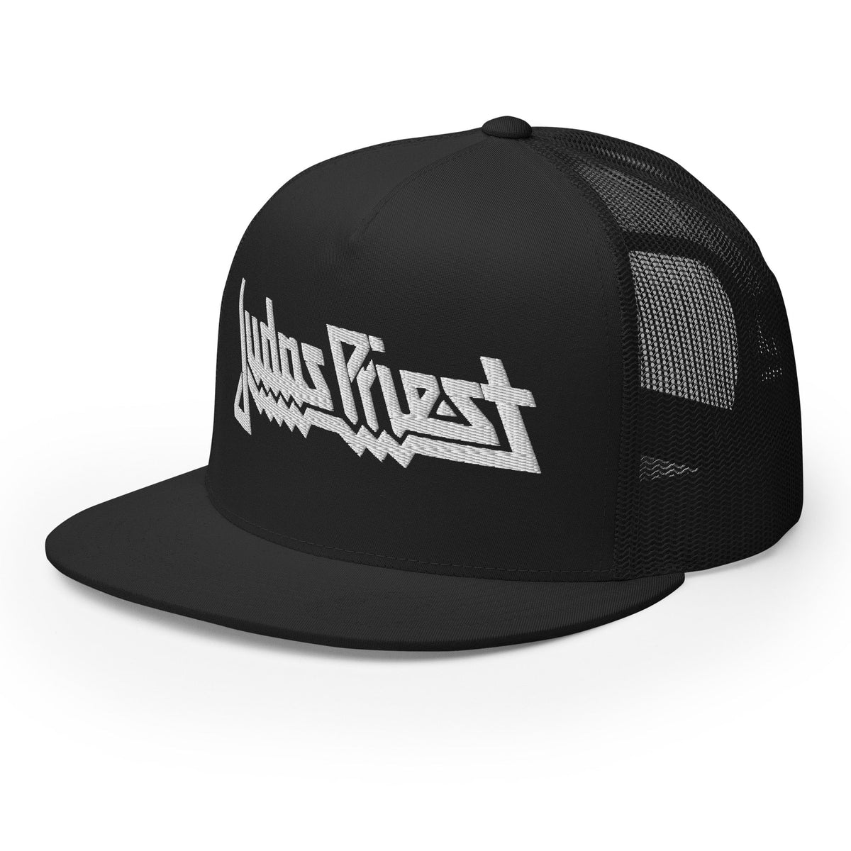 MerchMoment Judas Priest Electric White Logo Embroidered Trucker Hat