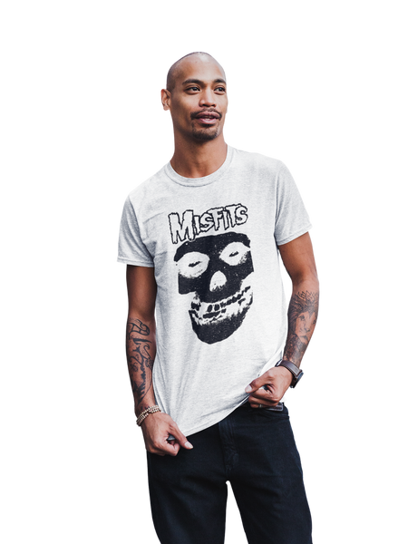 MerchMoment Misfits - Black Skull T-Shirt White