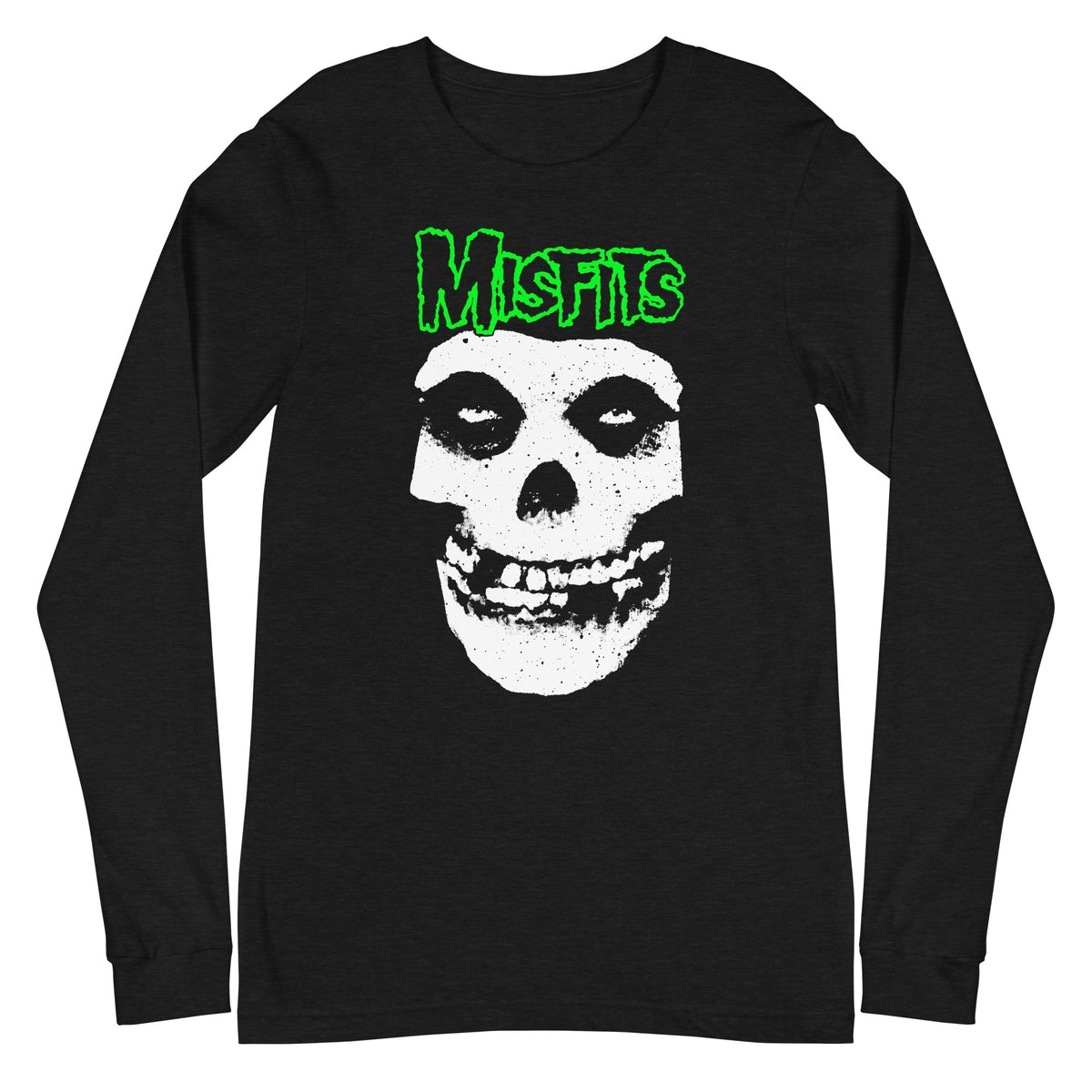 MerchMoment Misfits - Green Skull Long Sleeve T-Shirt Black