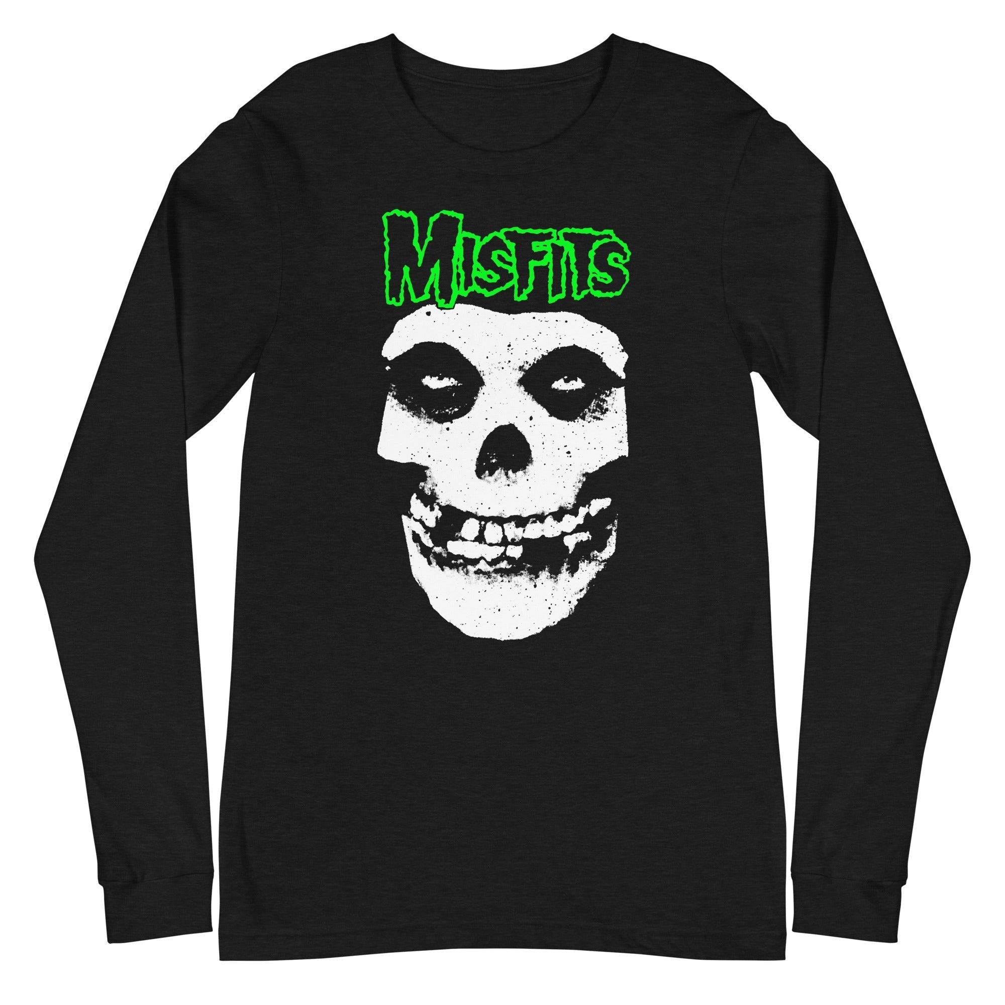 MerchMoment Misfits - Green Skull Long Sleeve T-Shirt Black