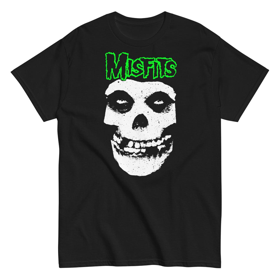 MerchMoment Misfits - Green Skull T-Shirt Black