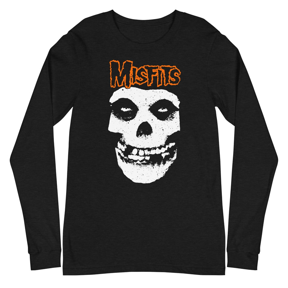 MerchMoment Misfits - Orange Skull Long Sleeve T-Shirt Black