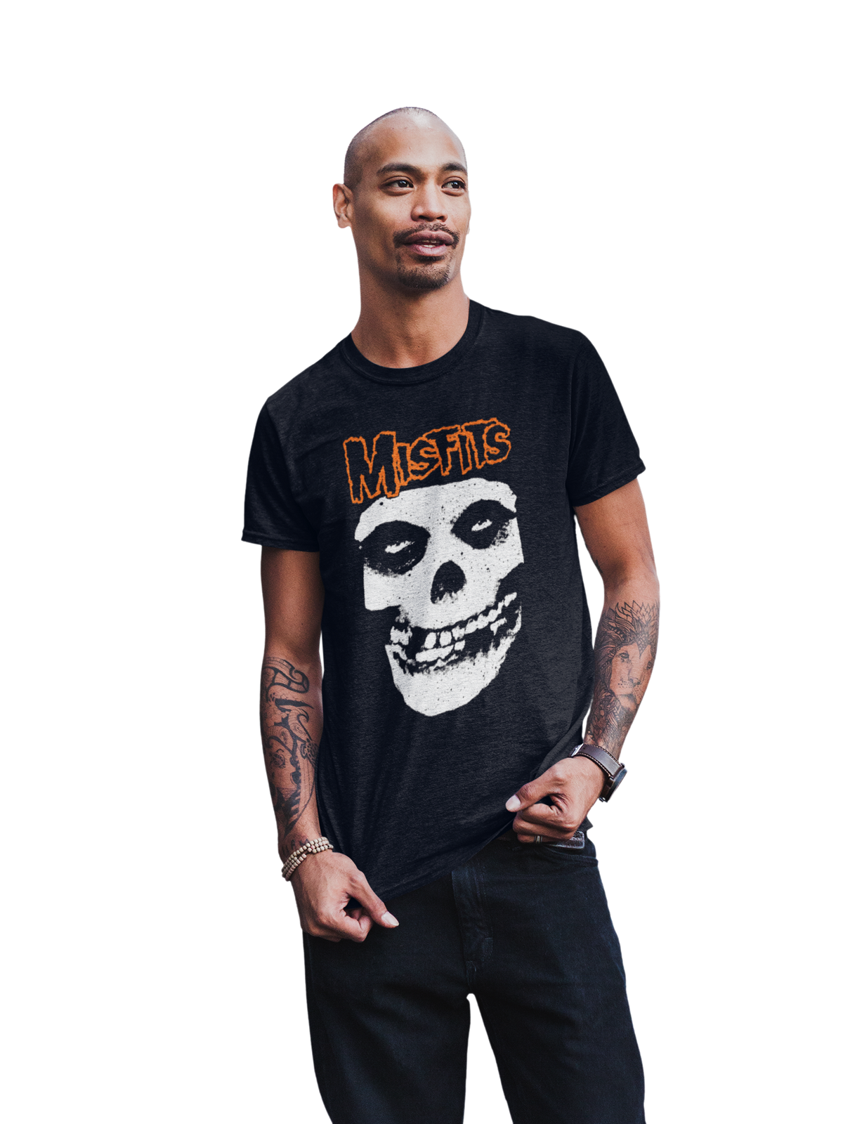 MerchMoment Misfits - Orange Skull T-Shirt Black