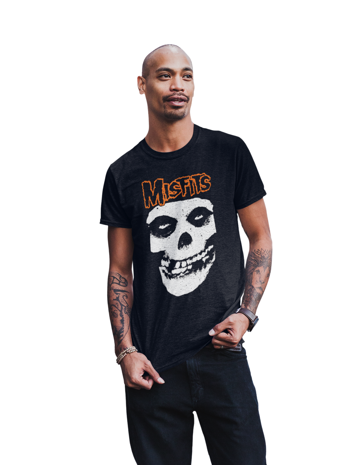 MerchMoment Misfits - Orange Skull T-Shirt Black