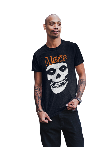 MerchMoment Misfits - Orange Skull T-Shirt Black