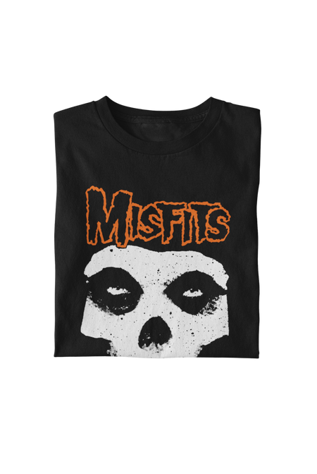 MerchMoment Misfits - Orange Skull T-Shirt Black