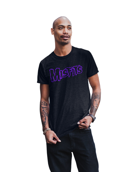 MerchMoment Misfits - Purple Drip Logo T-Shirt Black