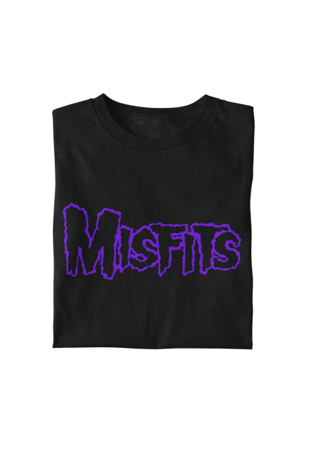 MerchMoment Misfits - Purple Drip Logo T-Shirt Black