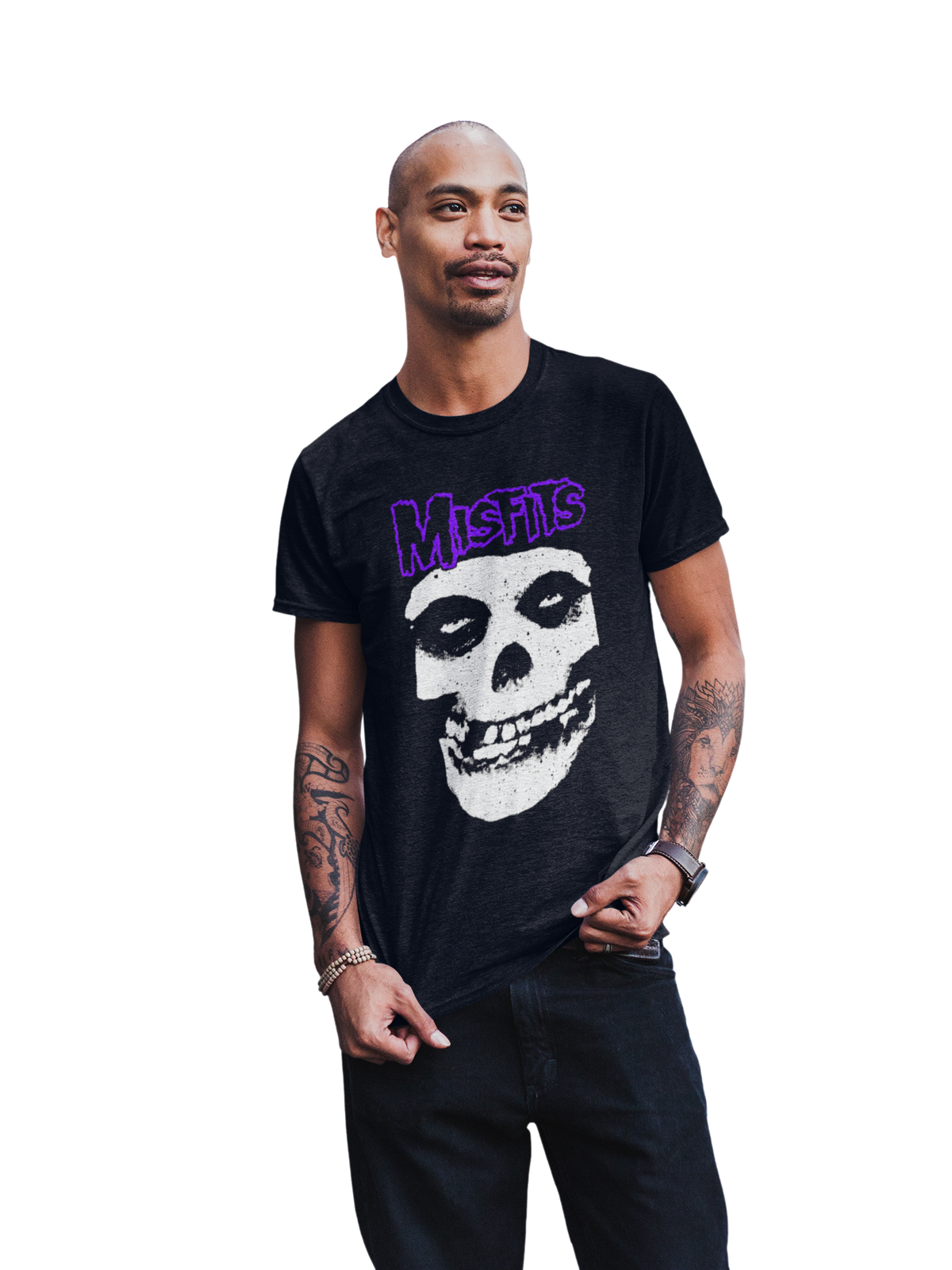 MerchMoment Misfits - Purple Skull T-Shirt Black