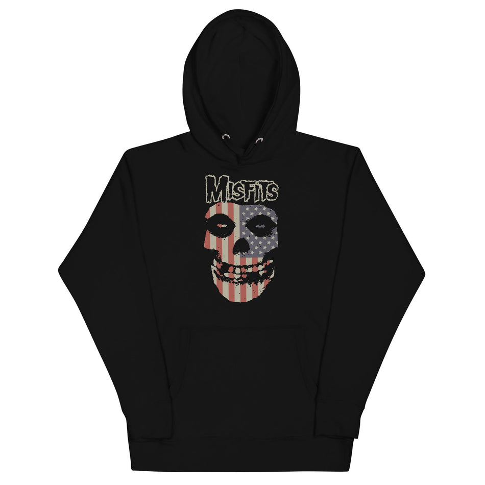 MerchMoment Misfits - USA Skull Hoodie Black