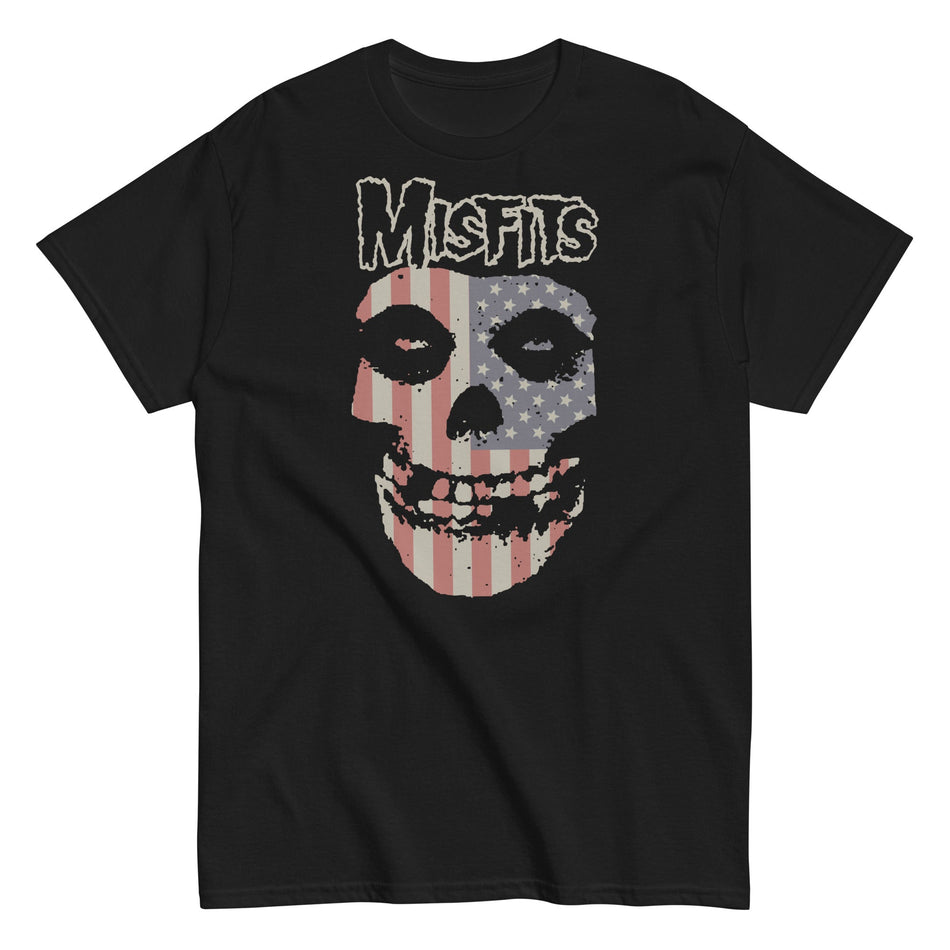 MerchMoment Misfits - USA Skull T-Shirt Black