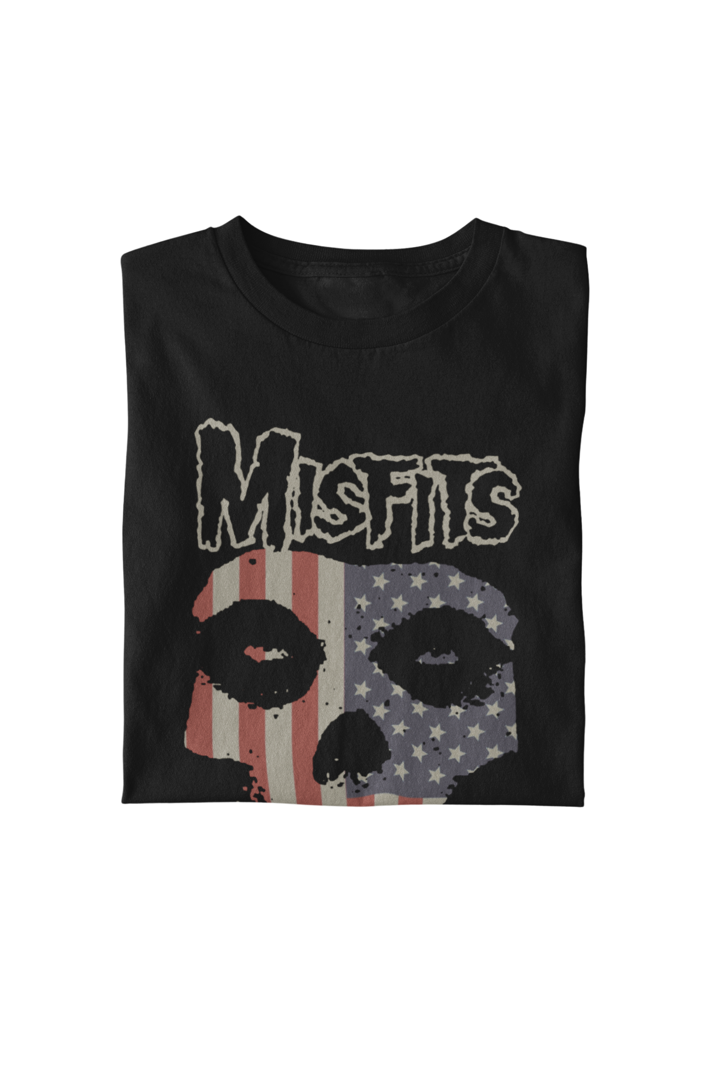 MerchMoment Misfits - USA Skull T-Shirt Black