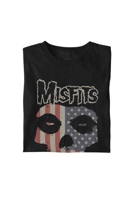MerchMoment Misfits - USA Skull T-Shirt Black