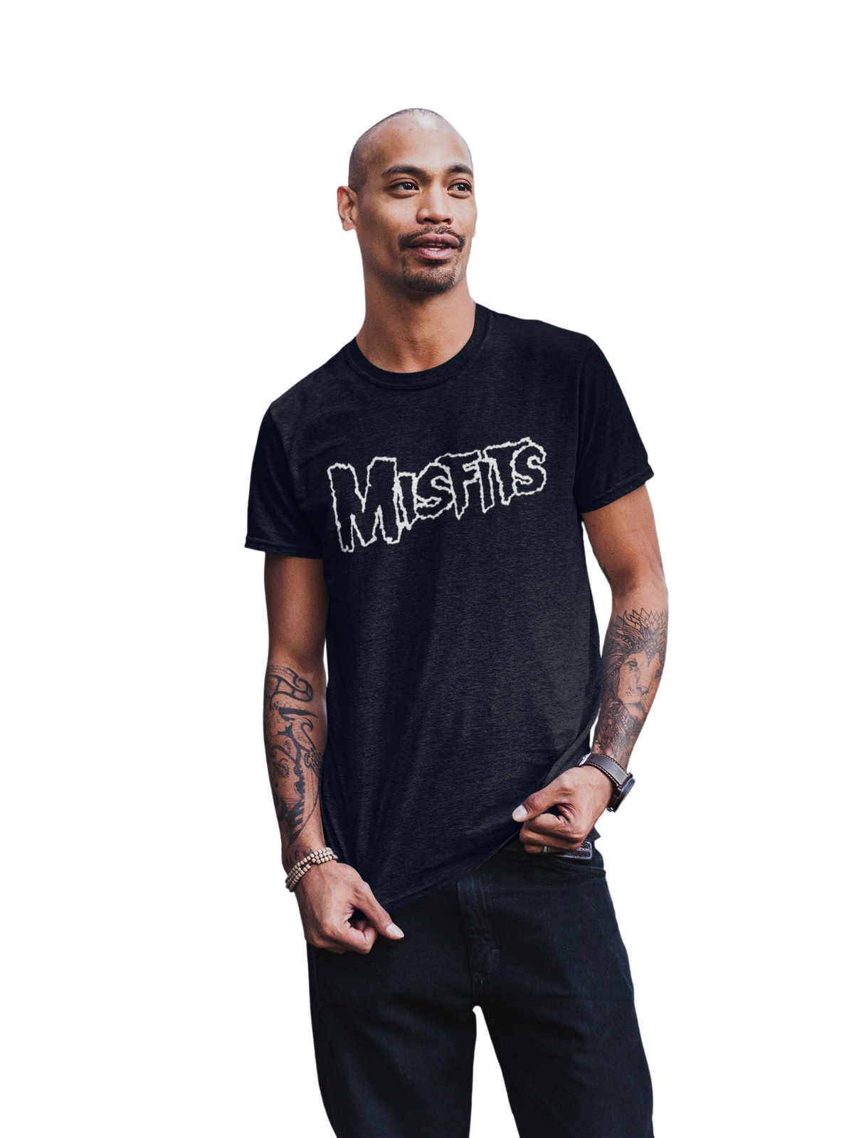 MerchMoment Misfits - White Drip Logo T-Shirt Black