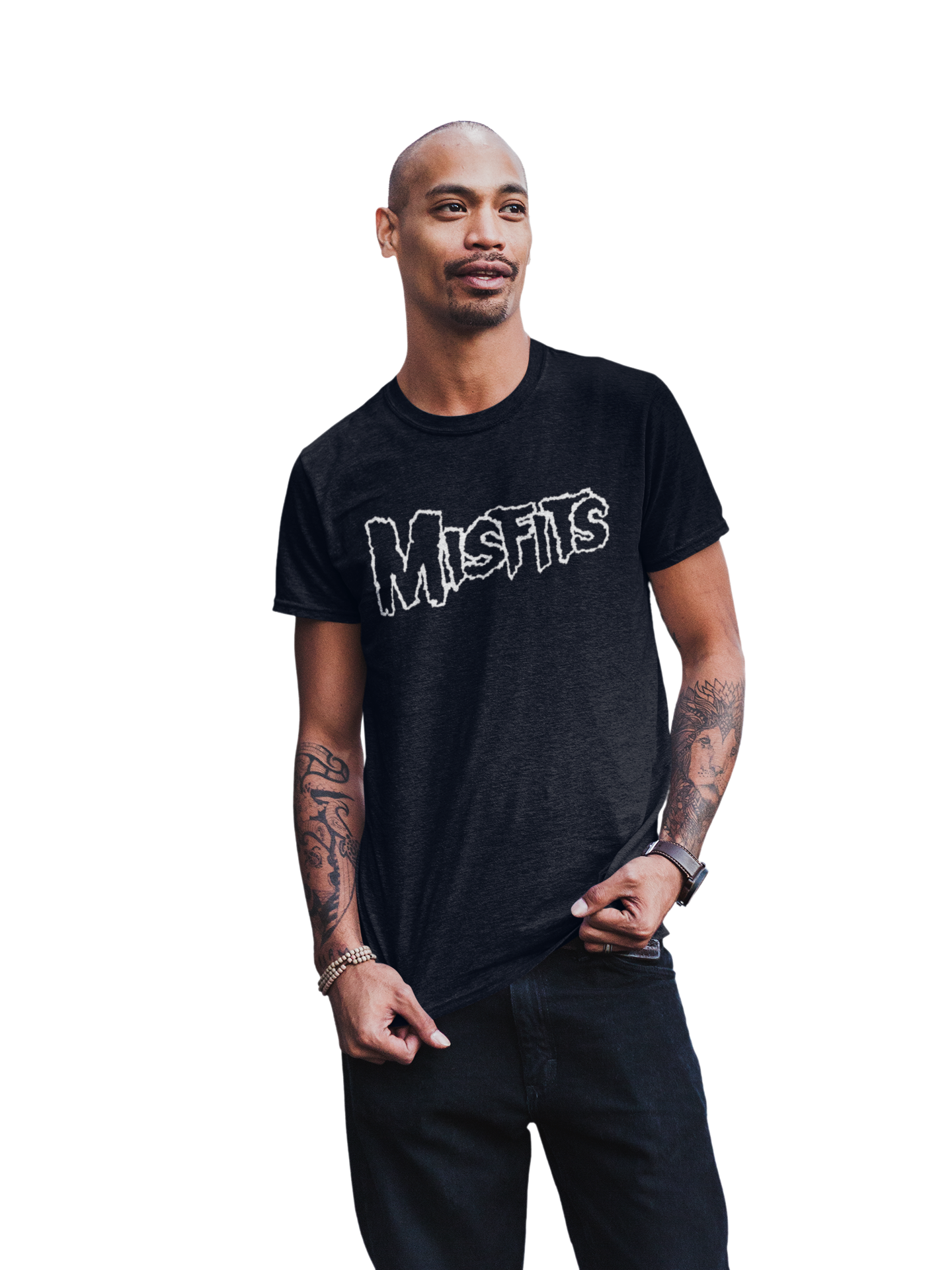 MerchMoment Misfits - White Drip Logo T-Shirt Black