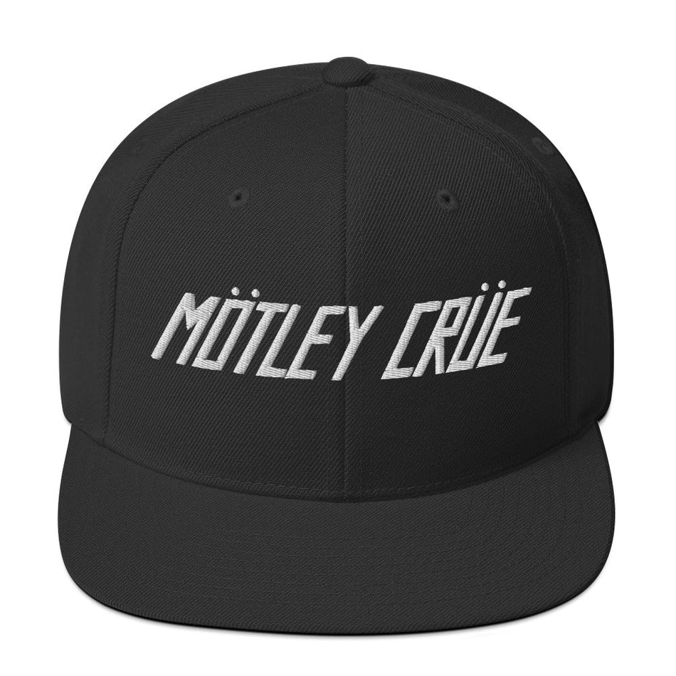 MerchMoment Motley Crue Classic Logo Black Embroidered Snap Back Hat