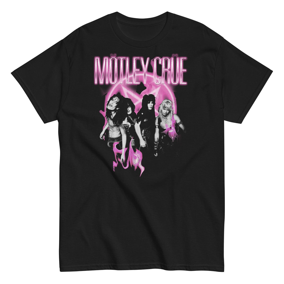 MerchMoment Motley Crue - Neon Pink T-Shirt Black