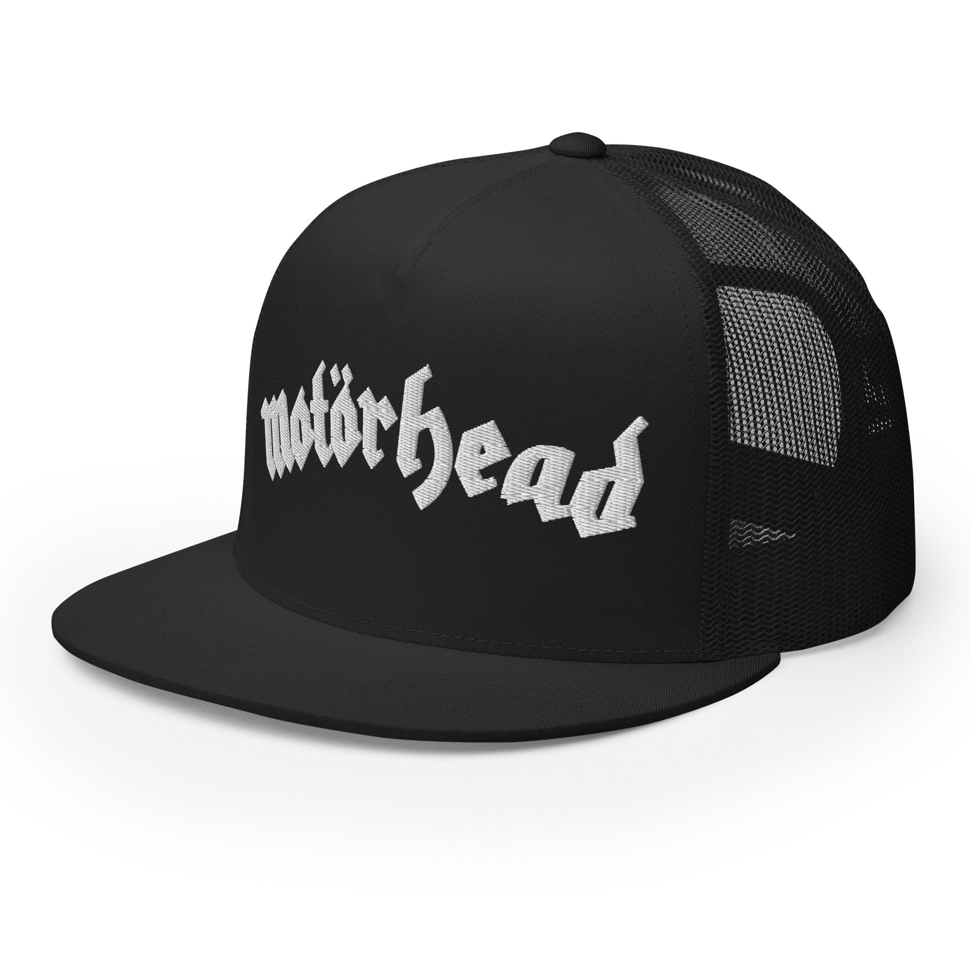 MerchMoment Motorhead Arched Logo Embroidered Trucker Hat
