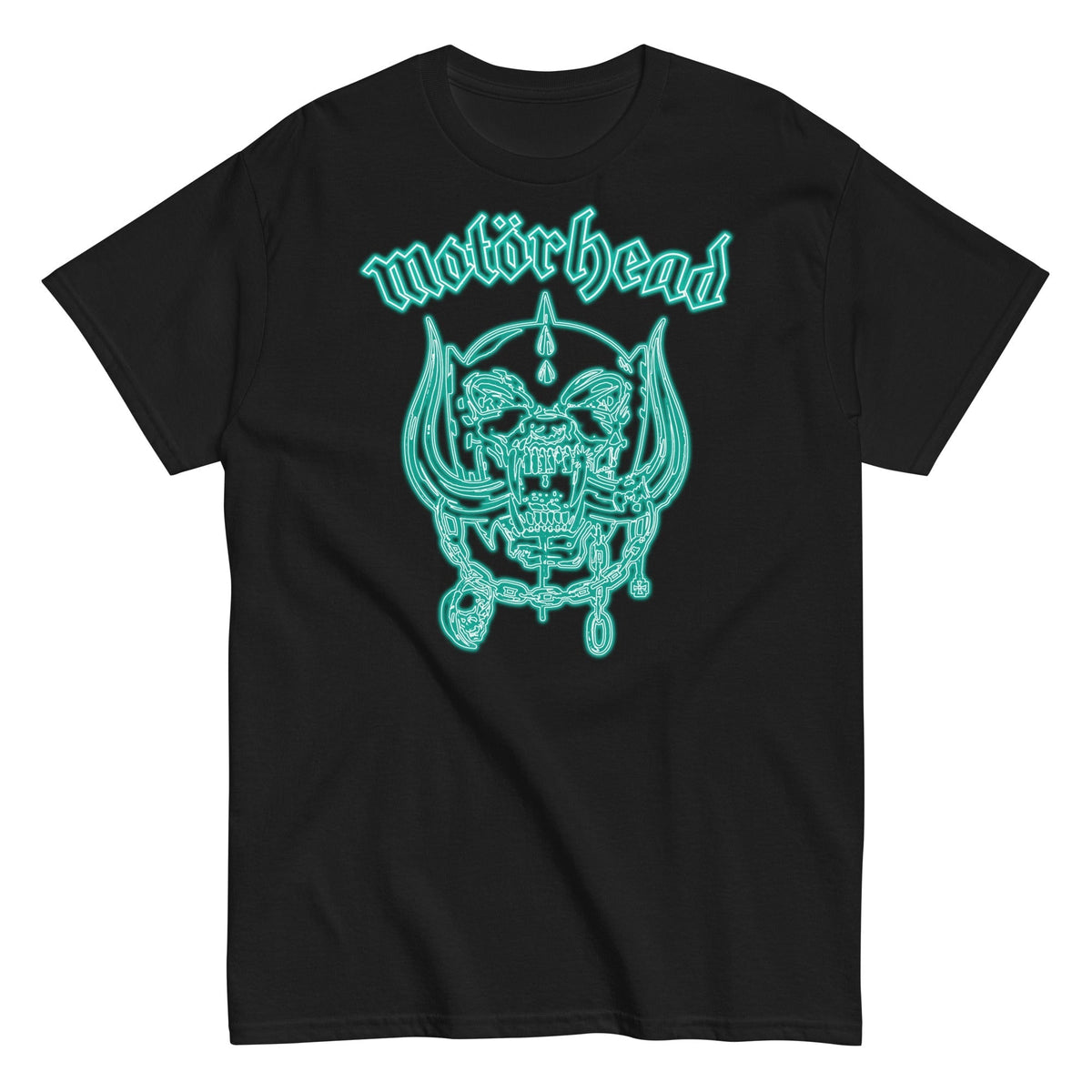 MerchMoment Motorhead - Neon Teal Warpig T-Shirt Black