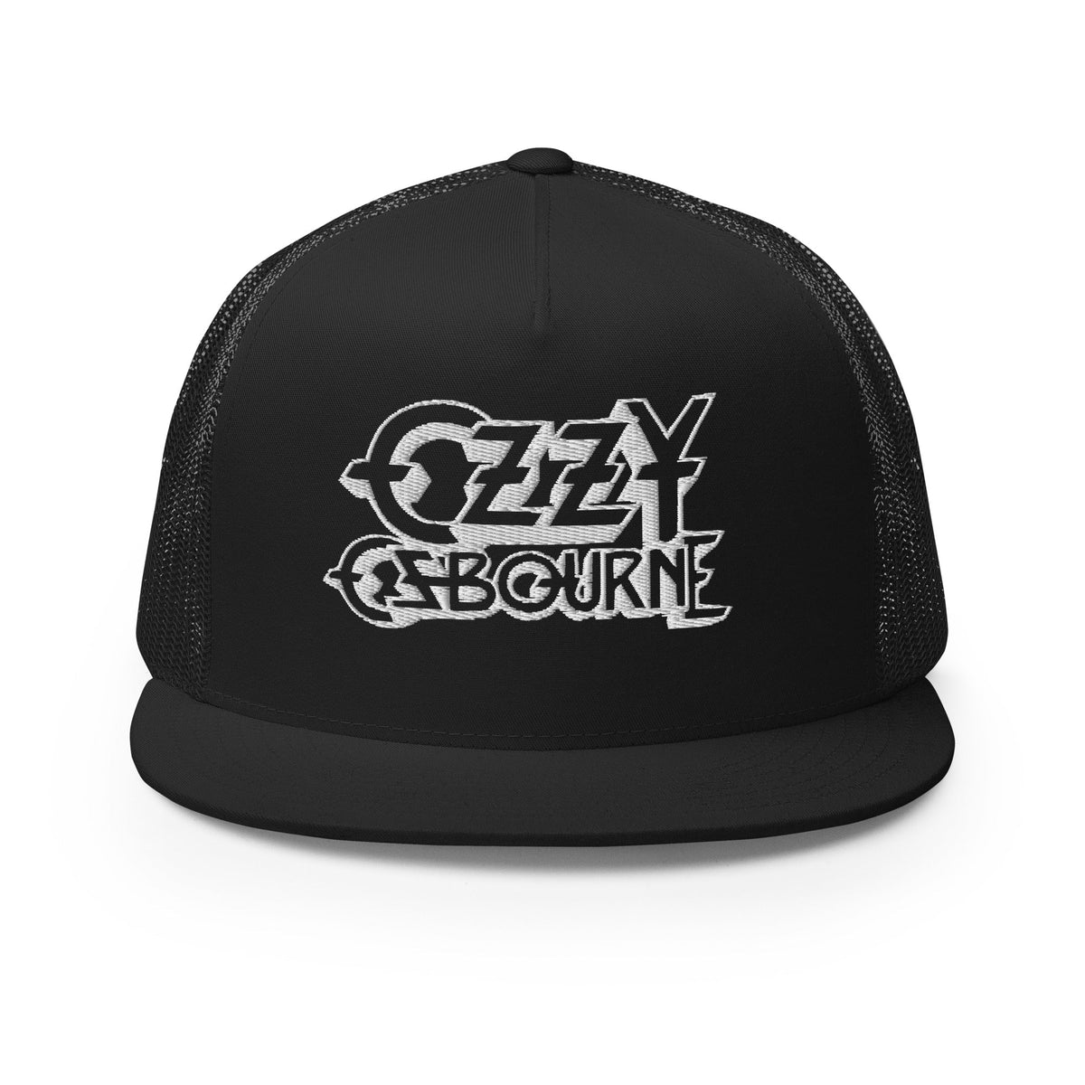 MerchMoment Ozzy Osborne White Logo Embroidered Trucker Hat