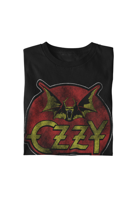MerchMoment Ozzy Osbourne - Flaming Bat T-Shirt Black