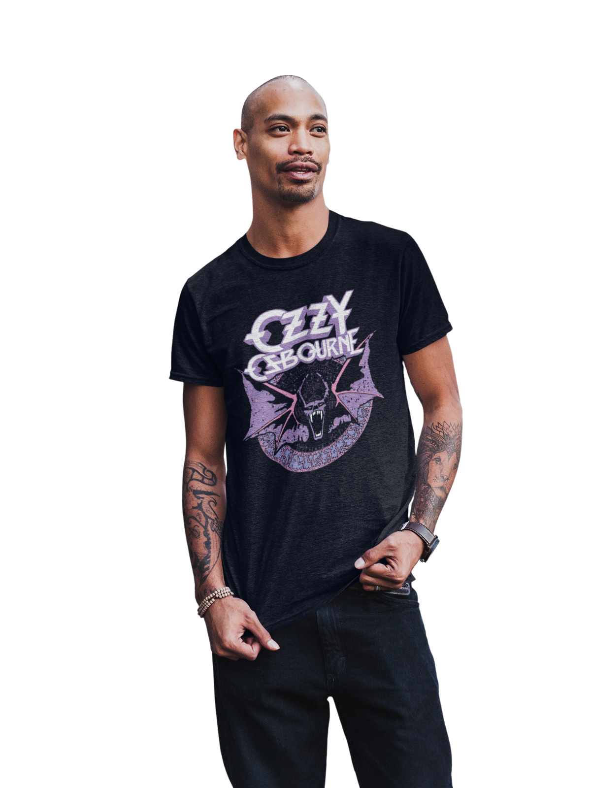 MerchMoment Ozzy Osbourne - Purple Bat T-Shirt Black