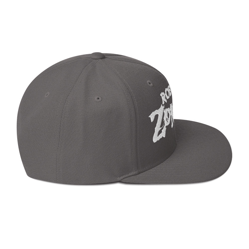 MerchMoment Rob Zombie Classic Logo Grey Embroidered Snap Back Hat