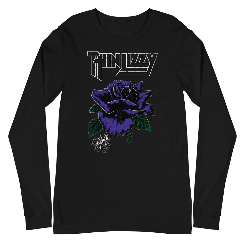 MerchMoment Thin Lizzy - White Outline Long Sleeve T-Shirt Black