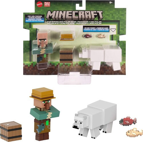Minecraft Minecraft 3.25'' Fisherman and Polar Bear Figure, 2-Pack - Collectibles