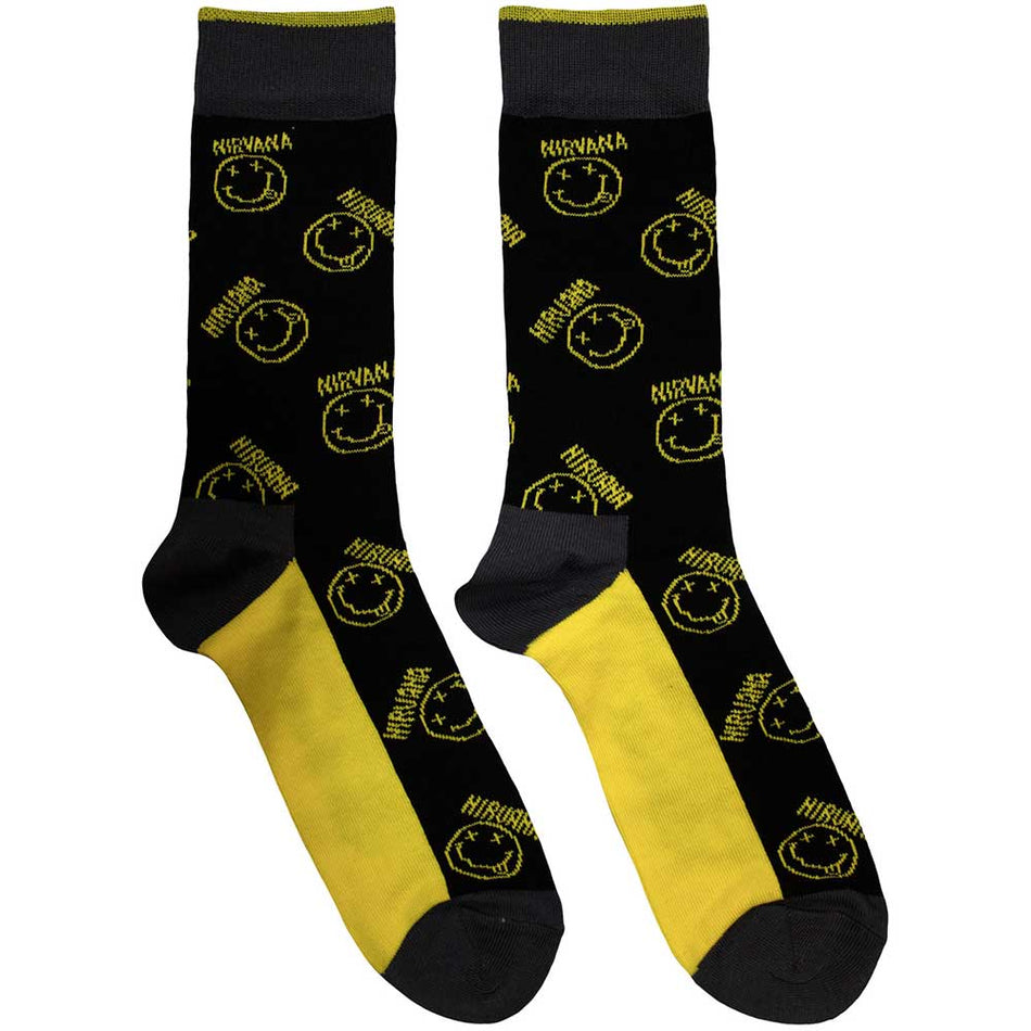 Nirvana Smiley & Logo Stripes Grey
